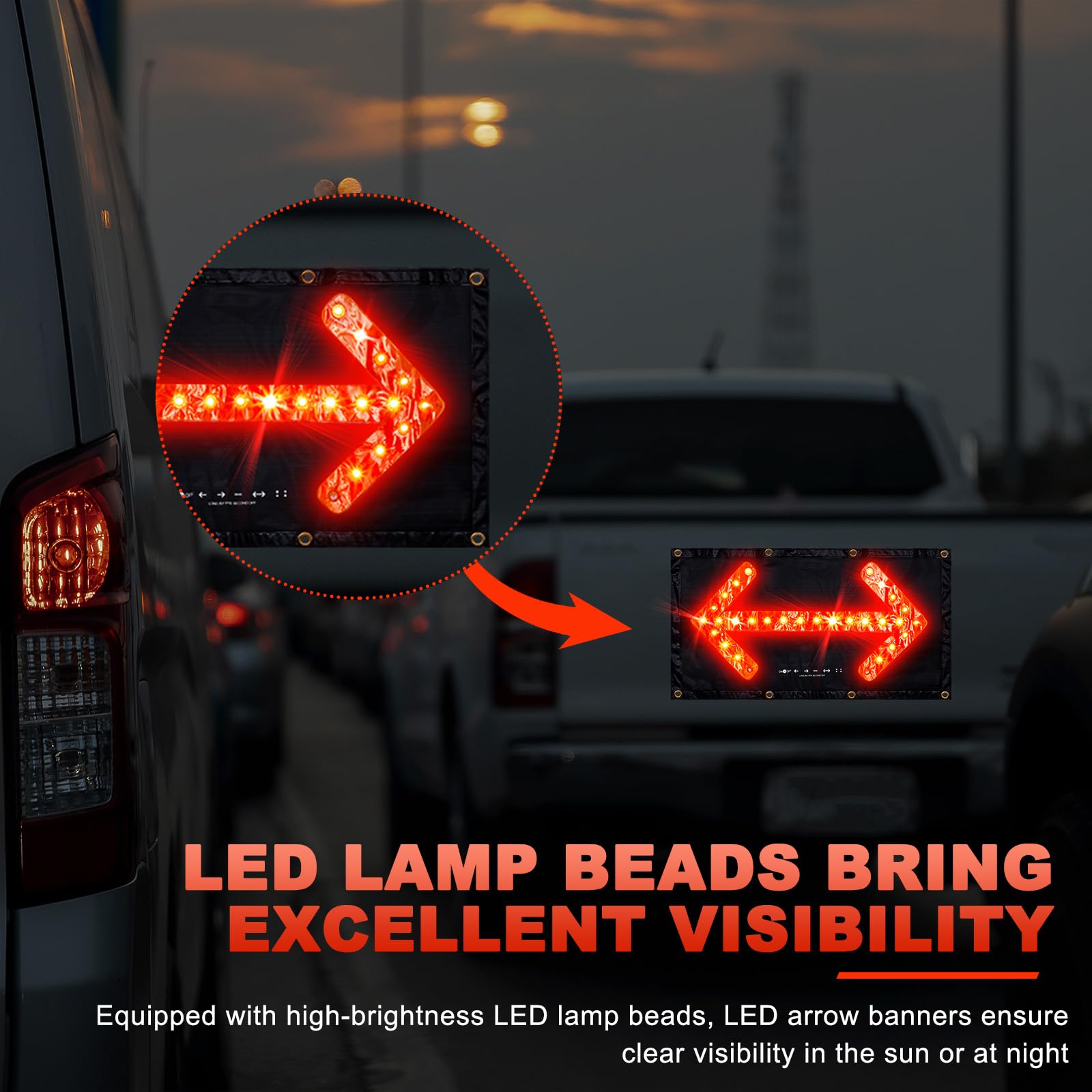 LED Magnetic Traffic Arrow Sign - Flashing Safety Signal -4 LED Magnetic Traffic Arrow Sign - Flashing Safety Signal -4