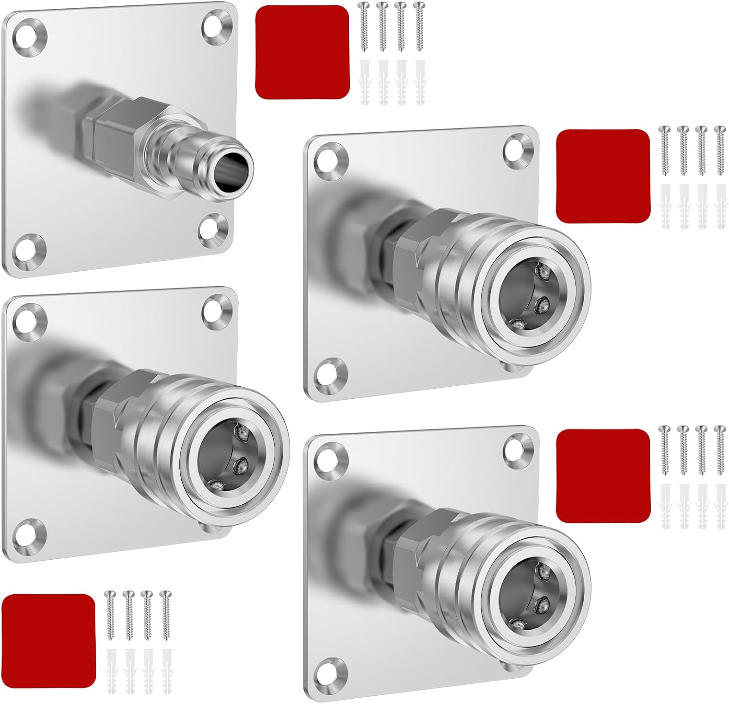 4 Pcs Foam Cannon Holder, 1/4" Quick Connect Automatic Foam Cannon Mount, Stainless Steel Pressure Washer Nozzle Tip Holder for Accessories Tools Rack