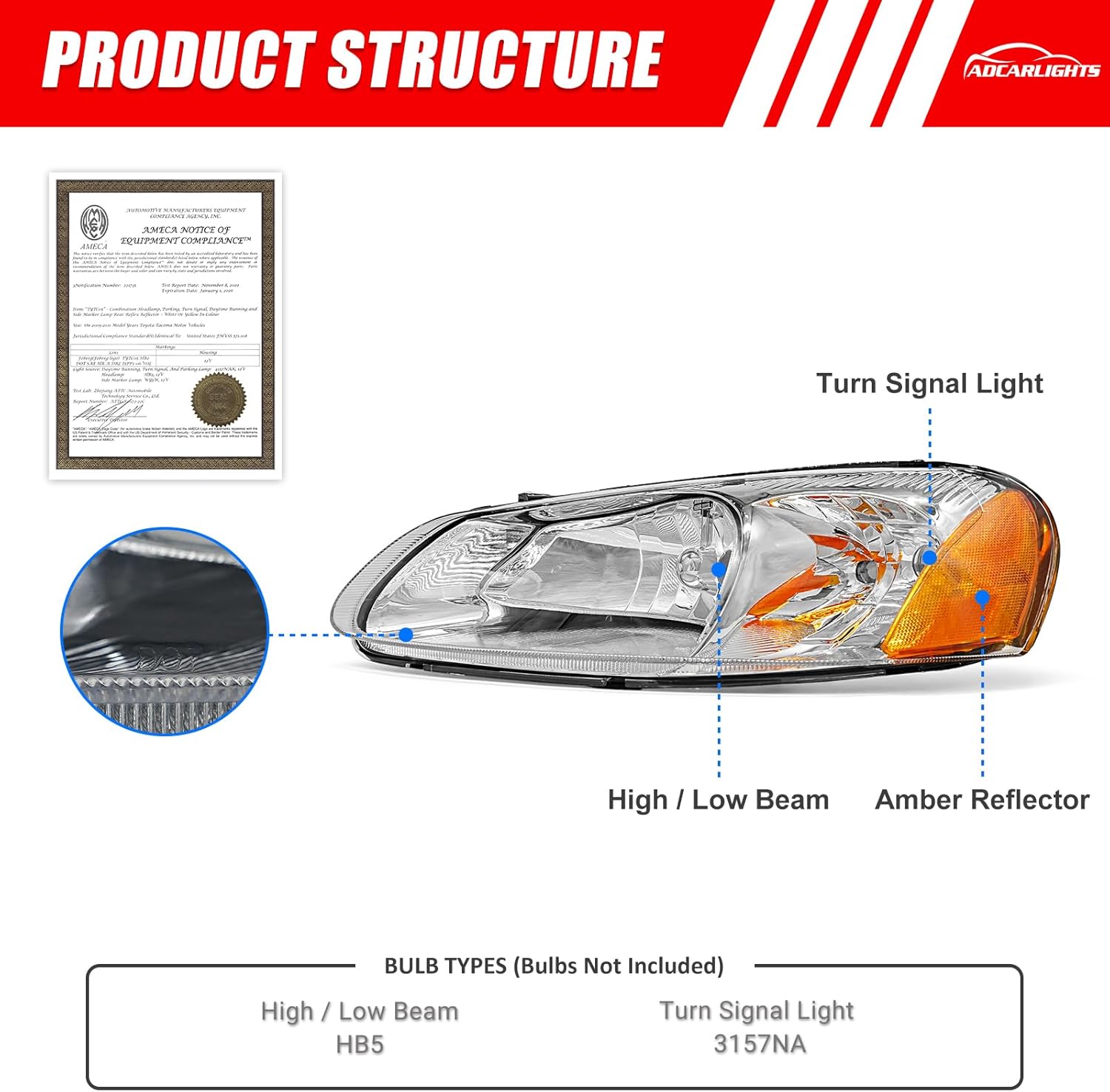 for 2001 2002 2003 2004 2005 2006 Dodge Stratus Headlight Compatiable with 2001-2003 Chrysler Sebring Chrome Housing Amber Reflector Headlamp Replacement Driver and Passenger Side（W/O Bulbs）