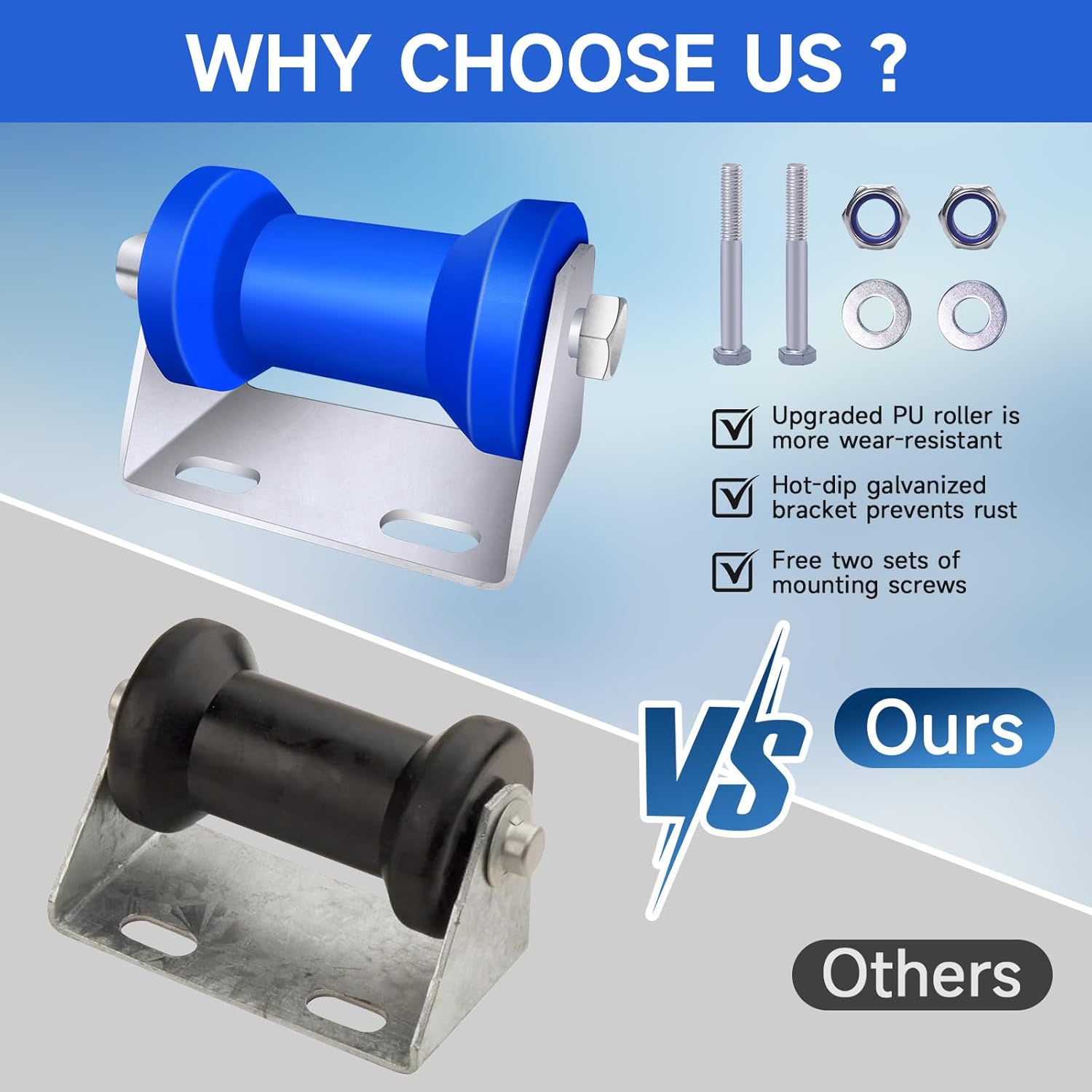 4INCH/5INCH Updated Boat Trailer Rollers with Brackets Blue Keel Roller Assembly Galvanized Steel