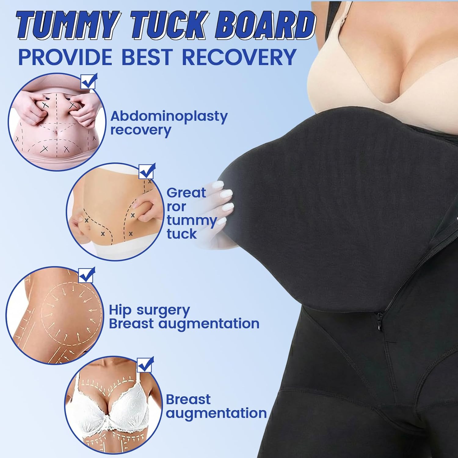 2 Pcs Napped Lymphpads Lipo Foam Compression Board Abdominal Board Liposuction Post Surgery Lymphatic Napped Ab Compression Lipo Foams(2,Black)