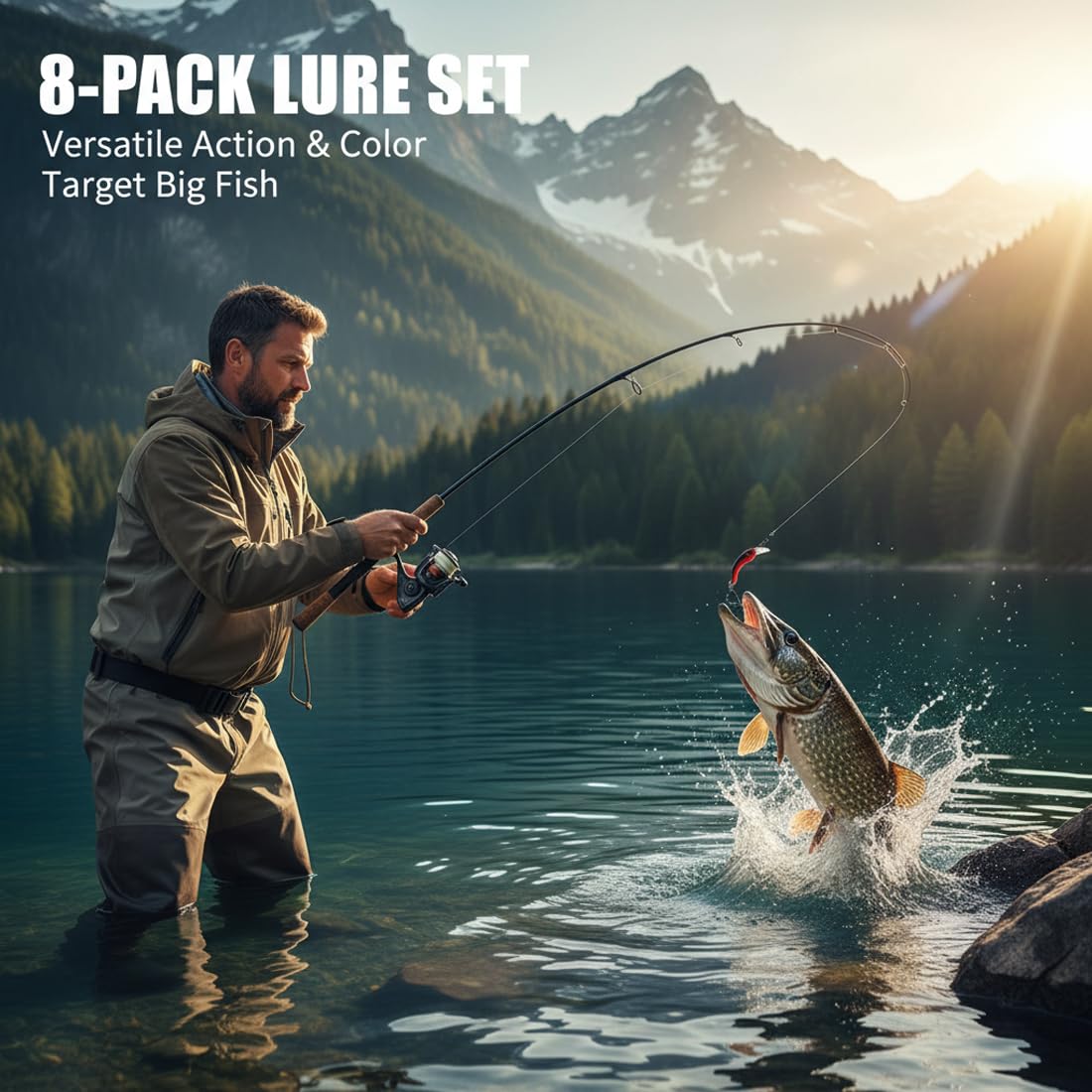 Set di 8 Cucchiaini da Pesca, Esche Rotanti per Trota con Amo Singolo, Artificiali Spinner per Pesca in Acqua Dolce e Salata (Multicolore)