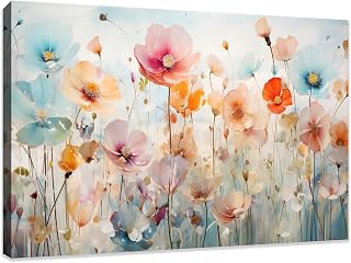 Tucai Decor Poppies Floral Canvas Wall Art Colorful Flower Painting on Canvas Artwork for Living Room Bedroom Decor 48W x 32H inches