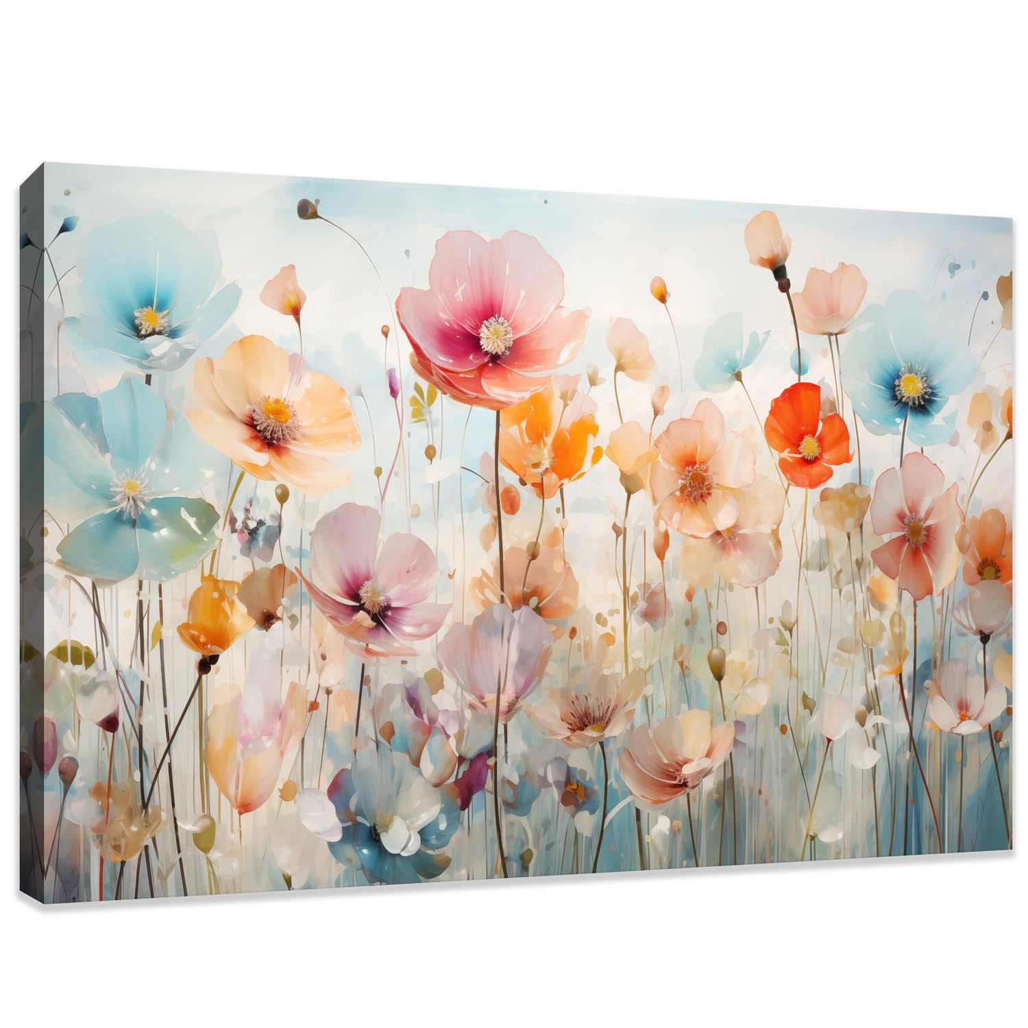 Tucai Decor Poppies Floral Canvas Wall Art Colorful Flower Painting on
