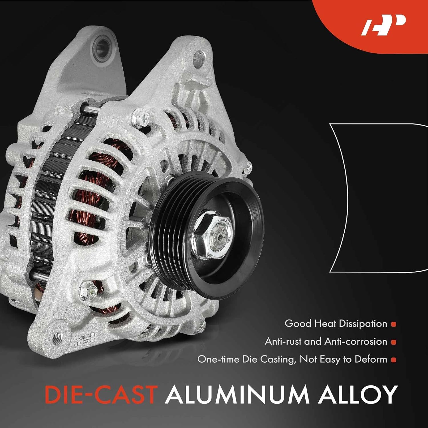 A-Premium Alternator Compatible with Mitsubishi Lancer 2003 2004 2005 2006, Turbocharged, 12V 90A 6-Groove Pulley Clockwise, Replace# A003TB1791
