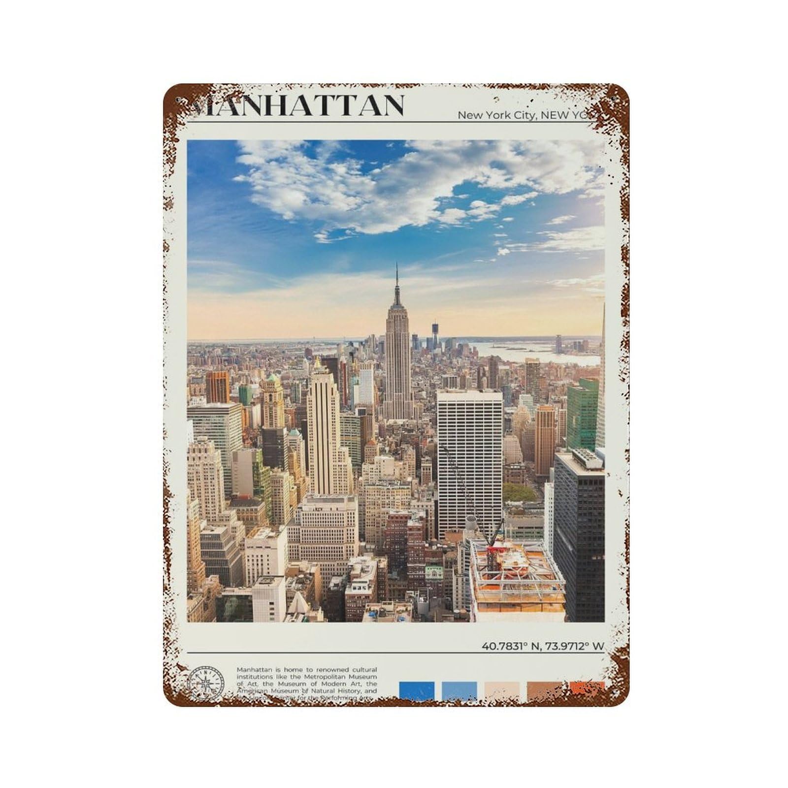 xiaoxiaoshen Real Photo Manhattan Decor USA Wall Decor Art Metal Tin Poster Modern Home Decor Art Home Bar Shop Decorations Vintage Sign 40x30cm