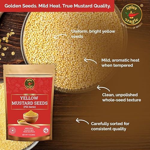 Miniatura 6 de Spice Magic - Semillas de mostaza amarilla, enteras, sabor audaz y terroso para encurtidos, curry y mezclas de especias, bolsa resellable de 7 onzas