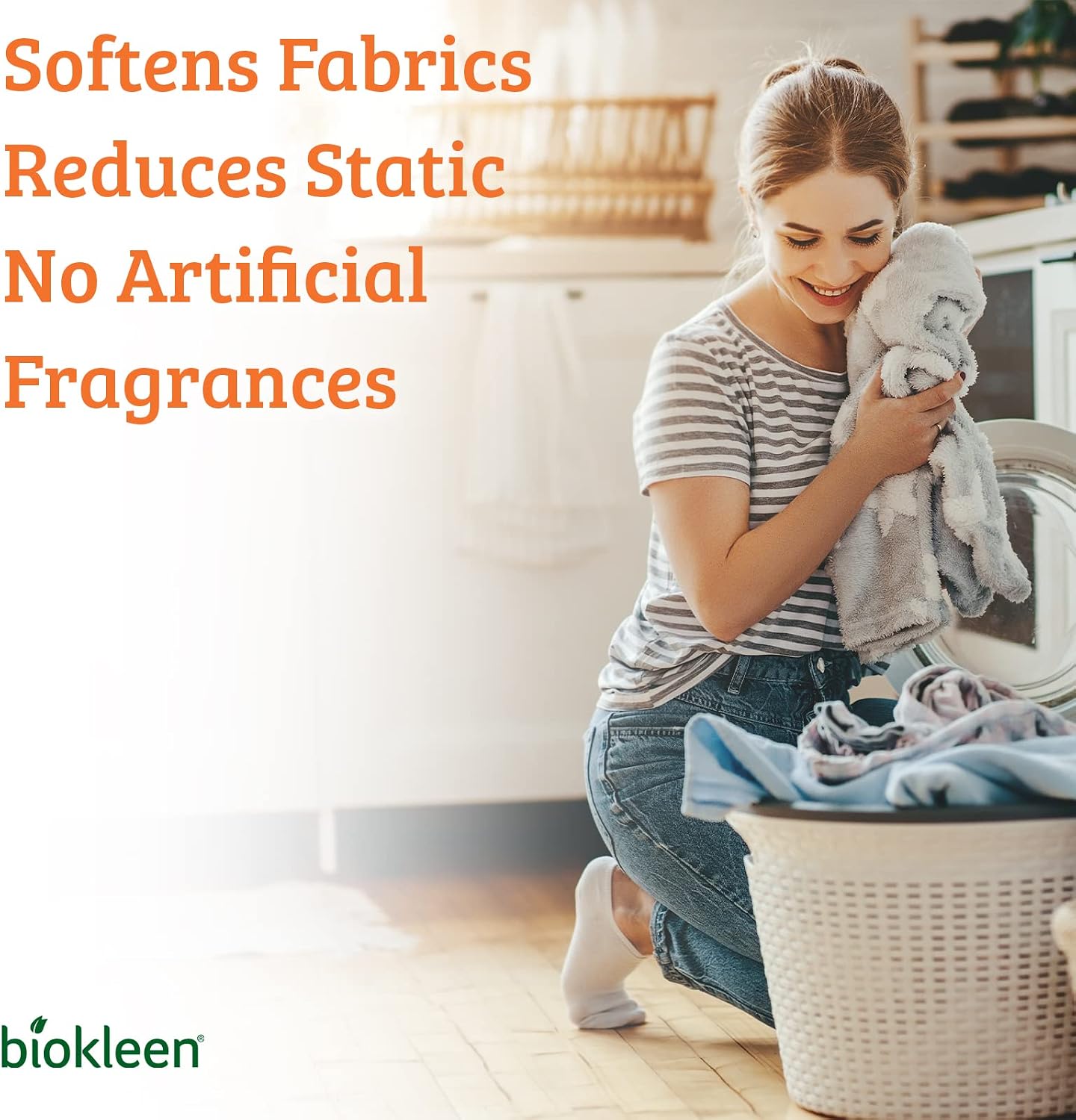 Biokleen Laundry Dryer Sheets - 160 Sheets - Fabric Softener, Eco-Friendly, Plant-Based, No Artificial Fragrance, Colors or Preservatives, Citrus Essence