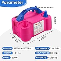 Vista 6 de PCFING Bomba de globos eléctrica, portátil, inflador de globos con herramienta de amarre de globos y boquilla doble