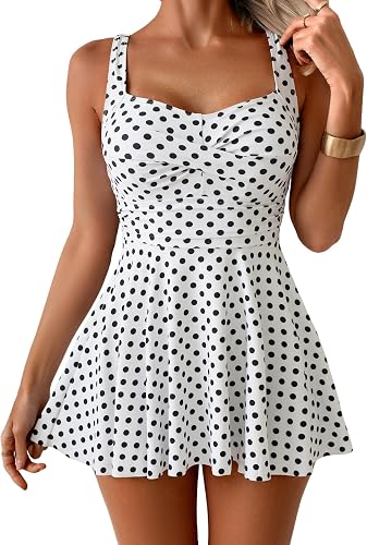 B2prity One Piece Swimdress Swimsuit for Women Tummy Control Wrap Swim Dress Mod