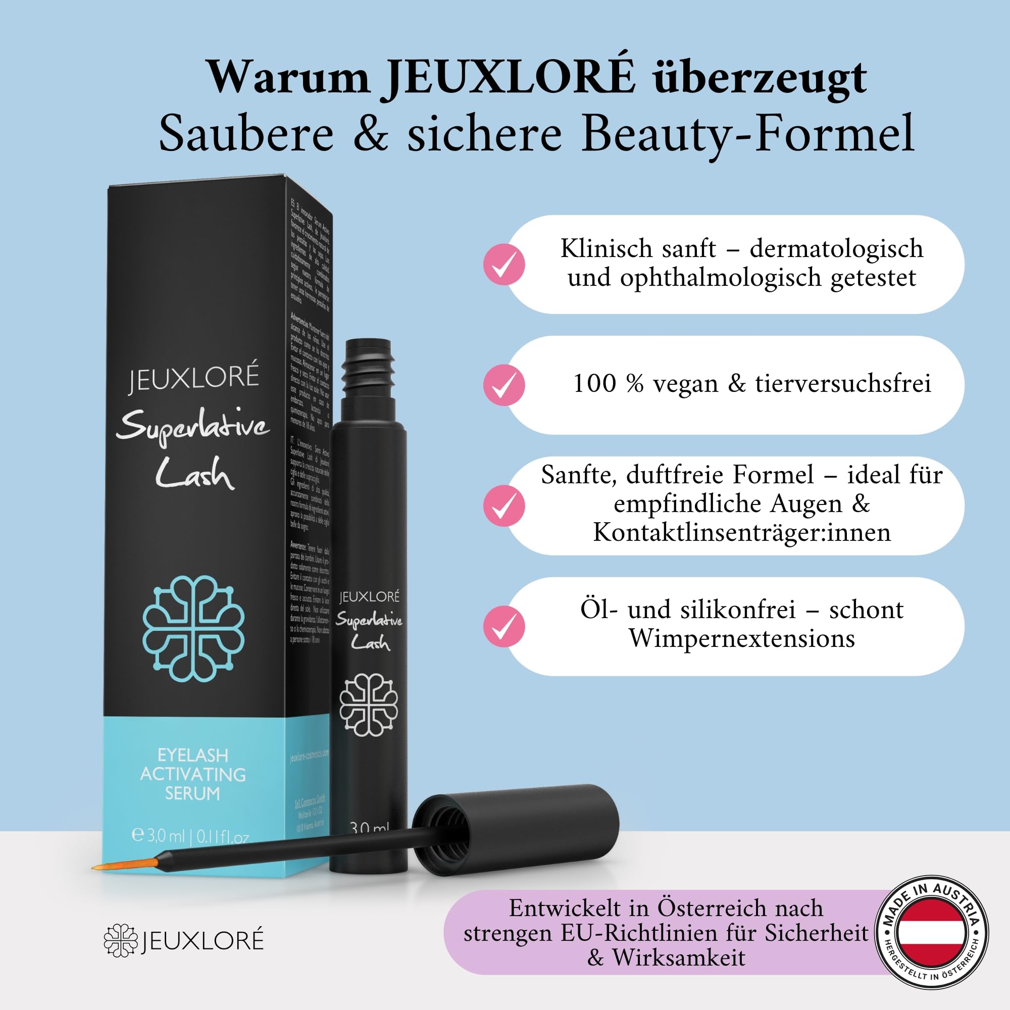 Superlative Lash Wimpernserum & Augenbrauen Serum für besseres Wachstum von Wimpern & Brauen - Testsieger - 3 ml (Wimpernserum)