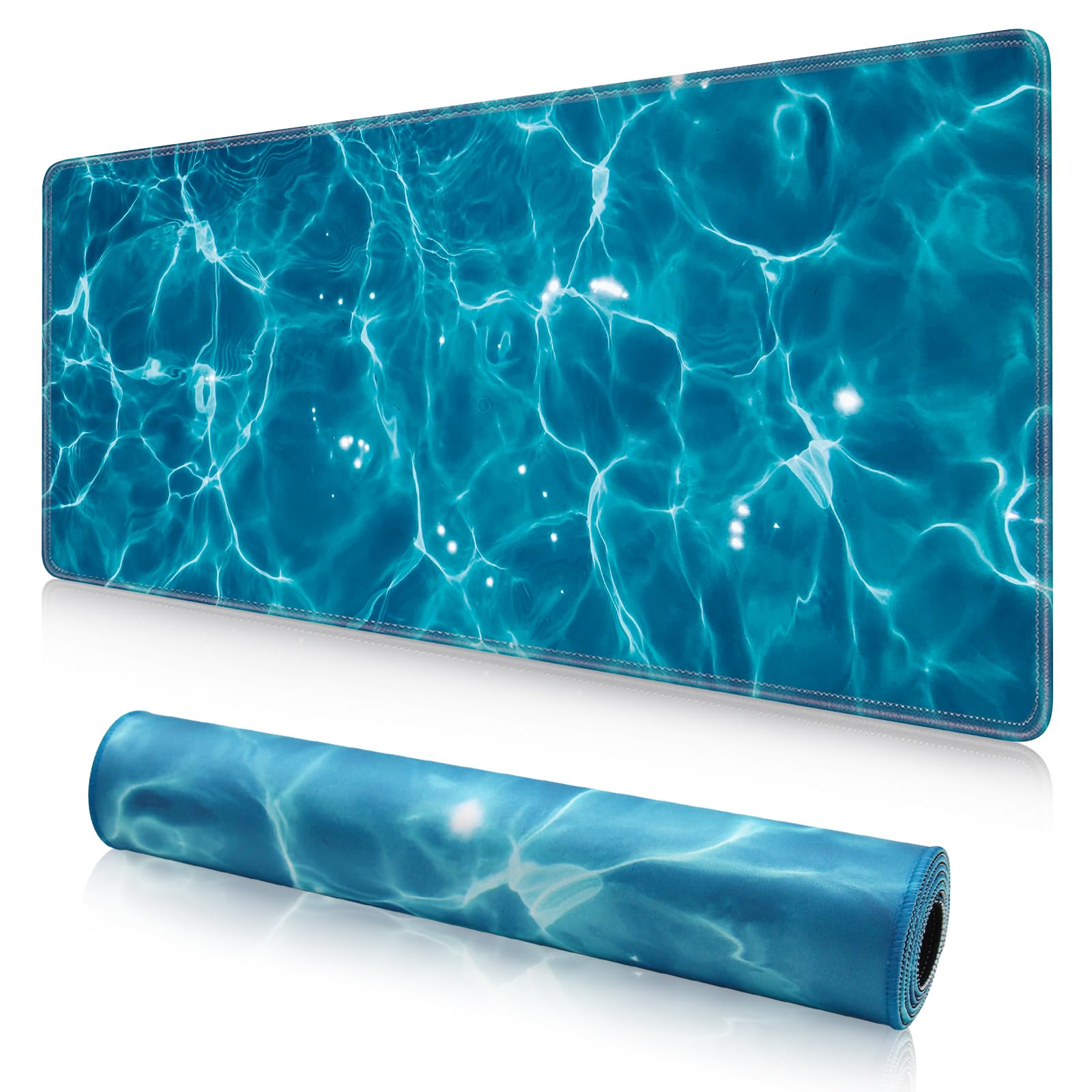 Large Mouse Pad Extended Gaming Mouse Pad Non-Slip Rubber Base 800x300mm Mouse pad Office Desk Mat Desk Pad Smooth Cloth Surface Keyboard Mouse Pads for Computers (Ripple)