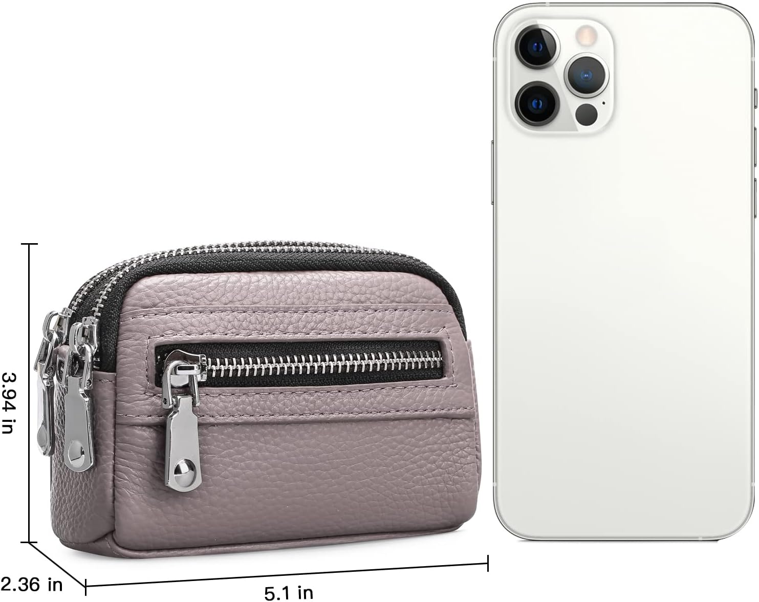 SENDEFN Coin Purse for Women Leather Wristlet Double Zip Around Small Change Pouch - Image 5