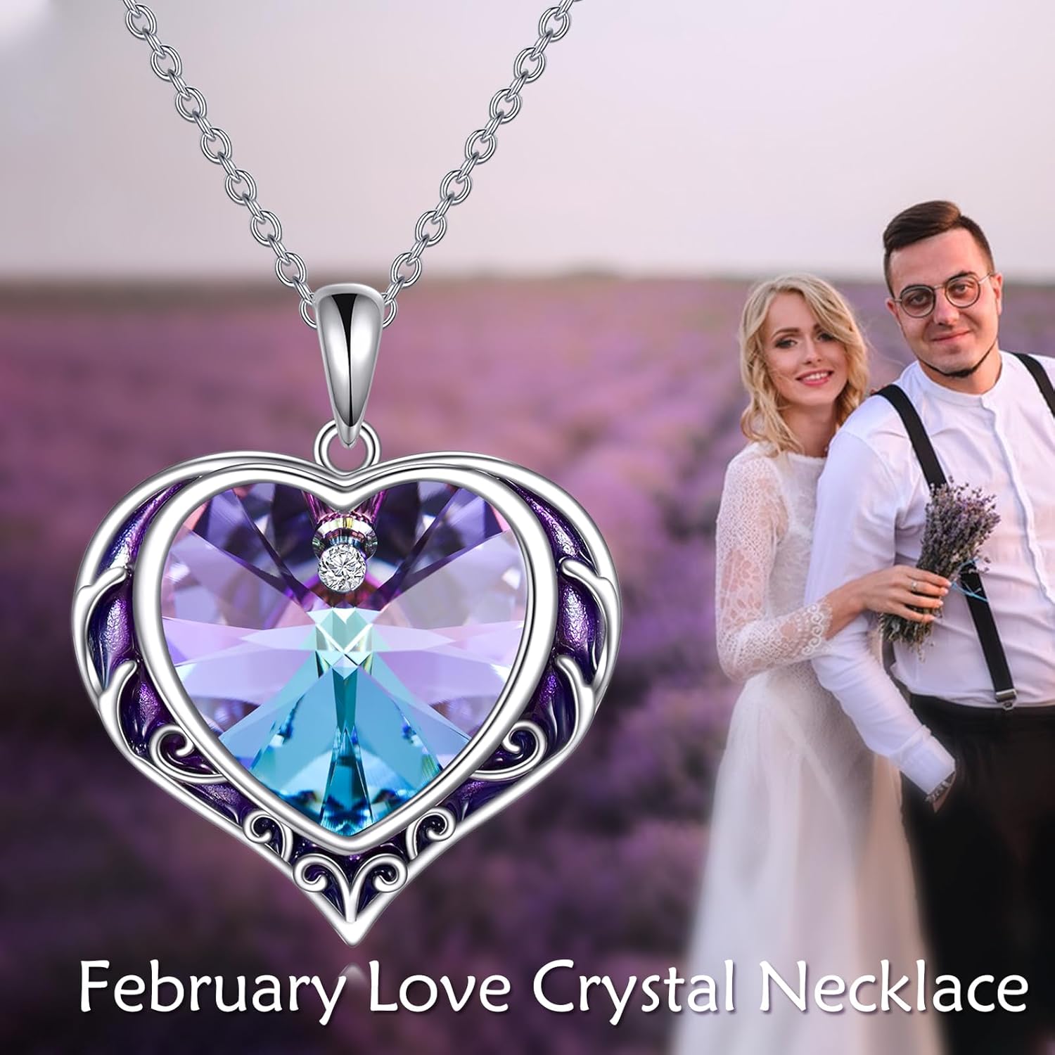 Necklaces for Women, Love Heart Pendant with Austrian Crystals, Jewelry Gifts for Wife, Sterling Silver Heart Necklaces, Birthday or Chrismas Holiday Gifts for Her, Mom - Image 3