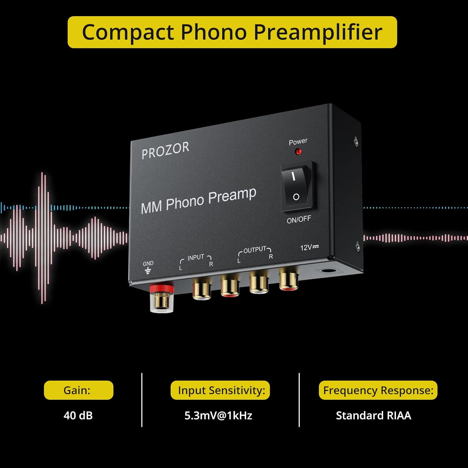 PROZOR Pre Amplifier for Turntable Audiophile M/M Phono preamp with Level Volume Controls + PROZOR MM Phono Turntable preamp