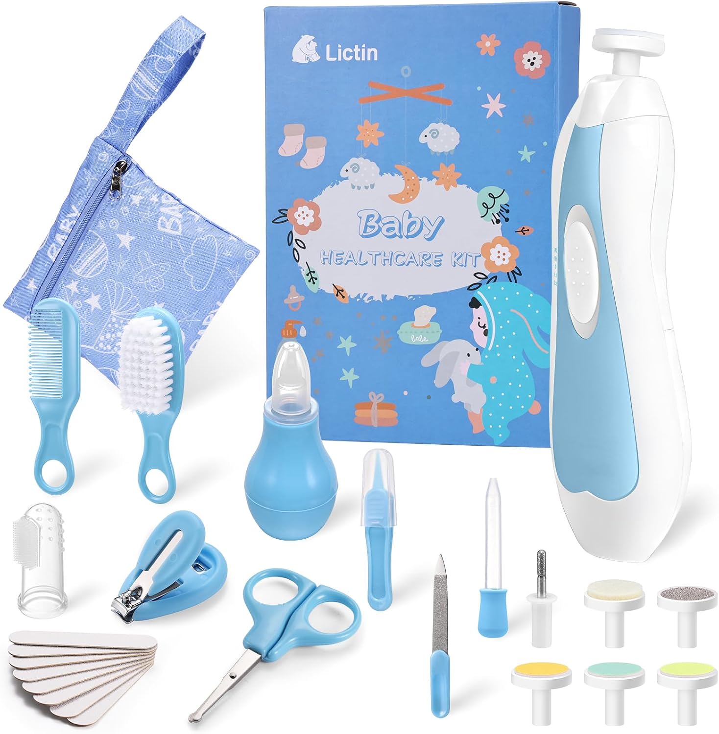 Lictin Kit Higiene Bebé 30 en1,Lima de Uñas Eléctrica para Bebés Recargable