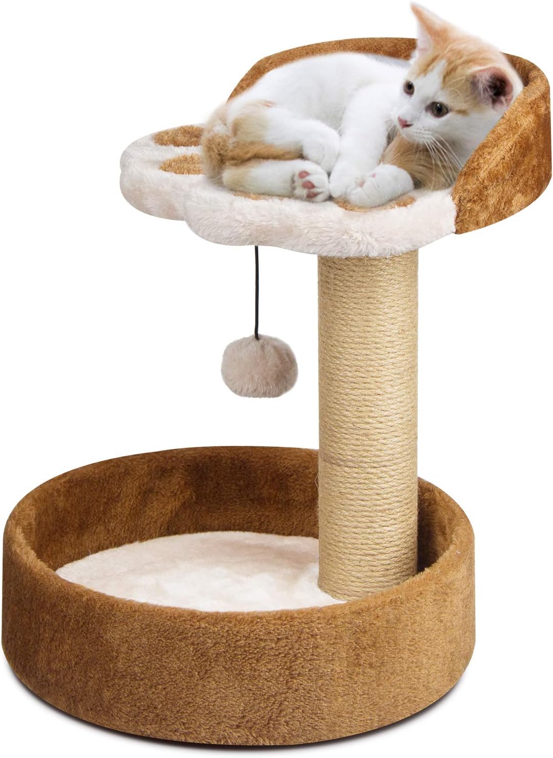 KORIMEFA Cat Tree Cat Tower with Natural Sisal Scratching Post for Kitten Small Cats Activity Platform (brownbeige)