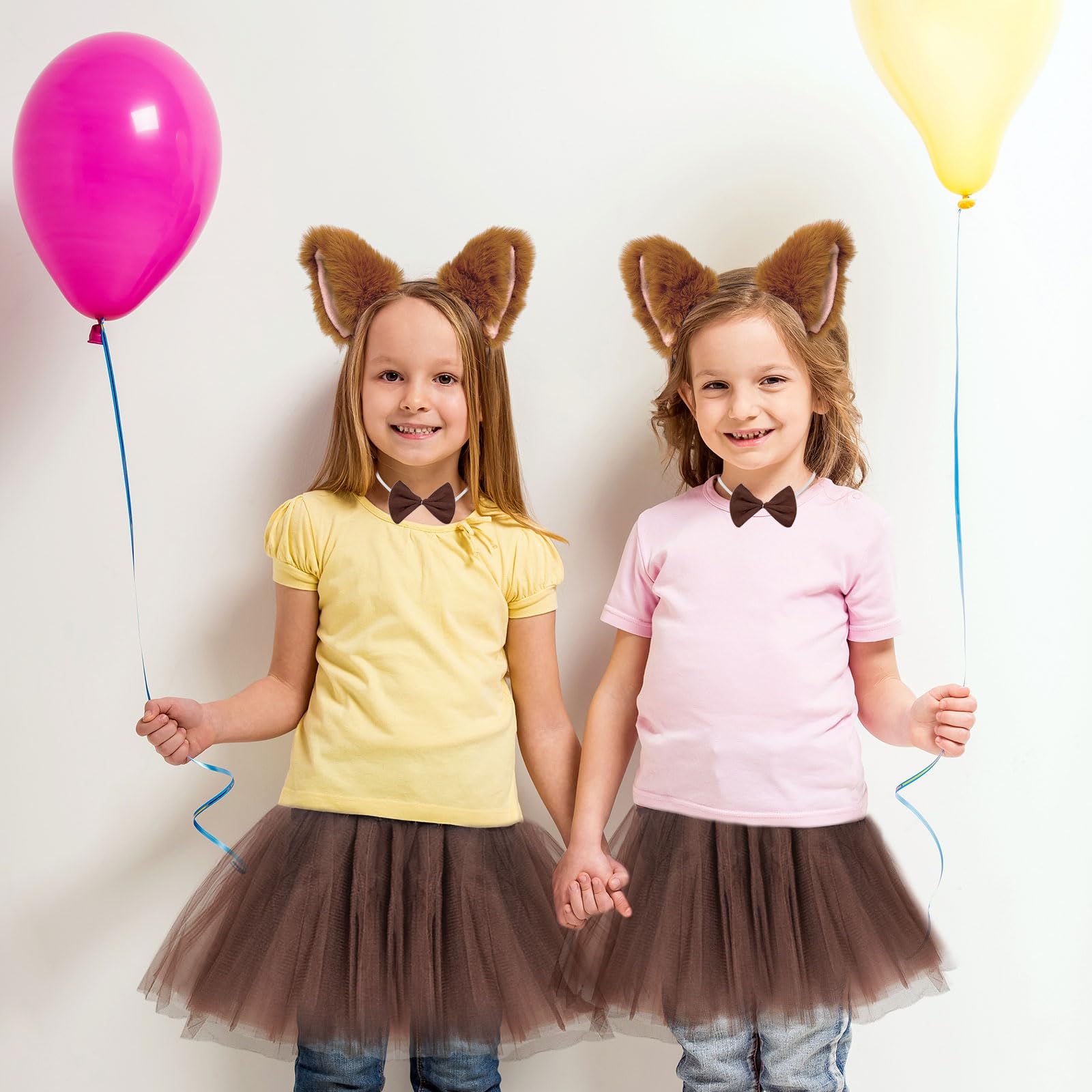 UILYNIU 4 Pieces Fox Costume for Kids Faux Ears Headband, Long Tail, Bow Tie, Princess Tutu - Image 3