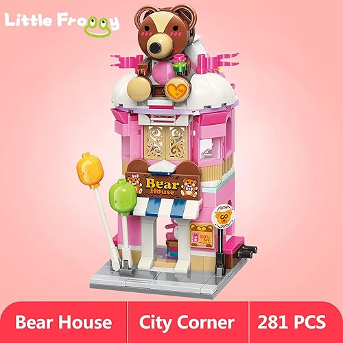 Miniatura 6 de LITTLE FROGGY City Corner Model Teddy Theme Store Juego de bloques de construcción compatible con Lego Bricks Cute-Bear Sales Shop Regalo ideal con