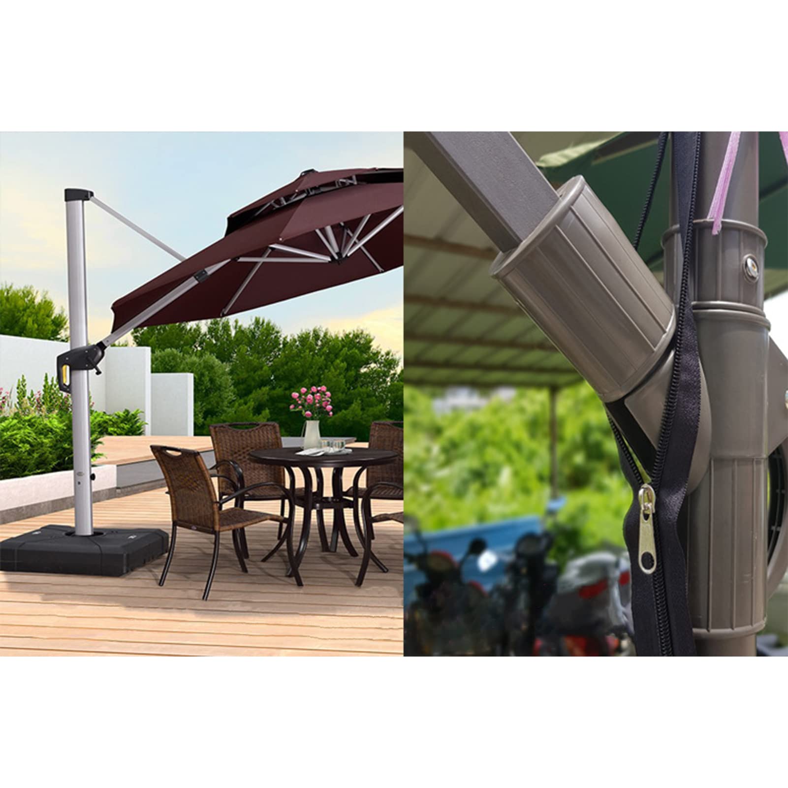 WOKEZ Zanzariera per ombrellone da Patio, zanzariera Quadrata da 3 x 3 x 2.3 Meters, con Corda Regolabile e Doppia Porta con Cerniera, Gazebo per Zanzariera Ombrelloni da Esterno,Bianca,300x300x230cm