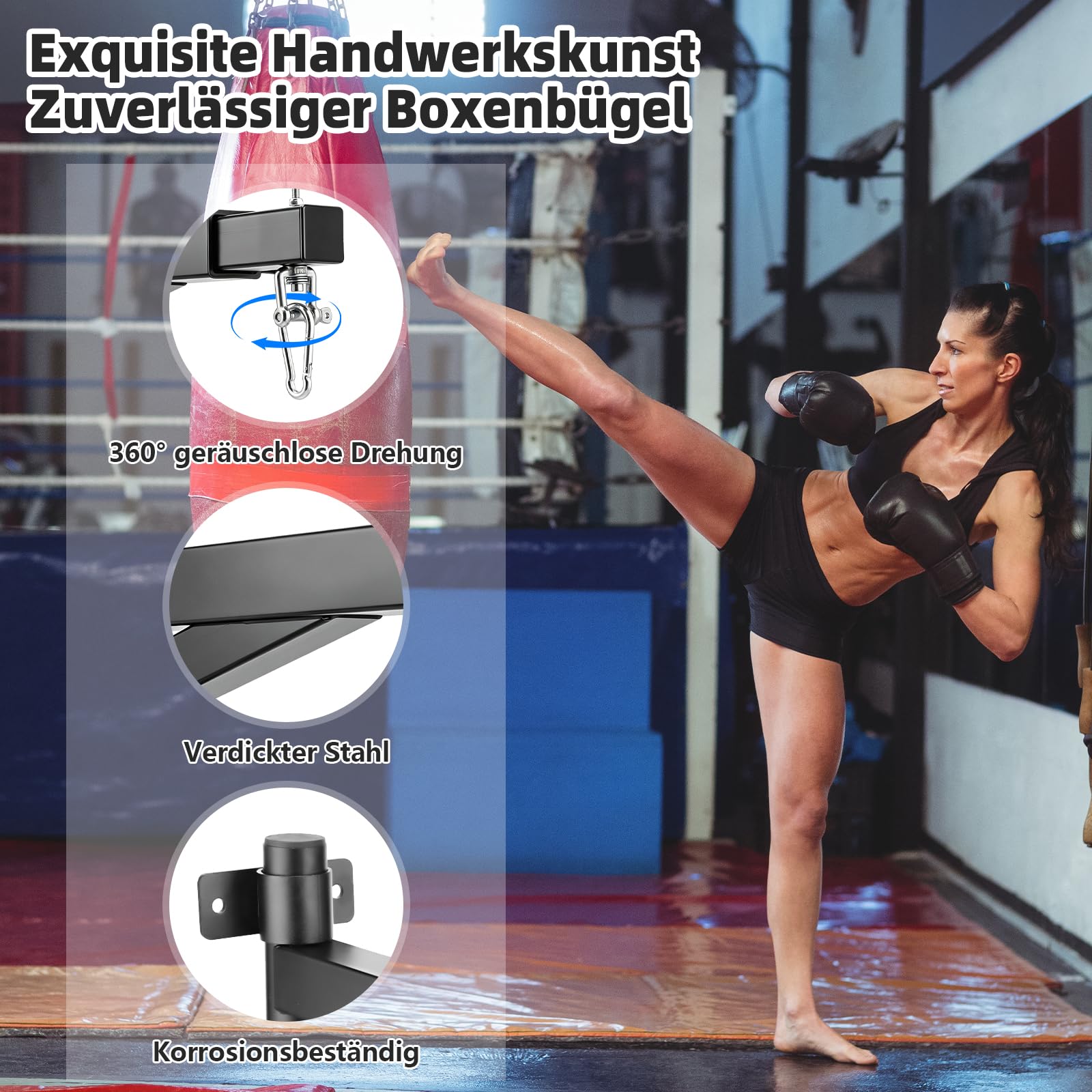 Boxsack Halterung Verstellbare Boxsack Wandhalterung mit 360° ausziehbare Sandsack Aufhängung Schwerlast Boxsackhalterung für Boxen MMA Muay Thai Heimtraining is 300kg