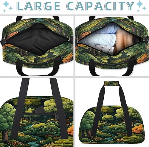 Miniatura 5 de Travel Duffle Bag, Waterproof Weekender Overnight Bags for Women Men Forest Lightweight Carry on Duffle Gym Bag for Travel, Sports, Fitness, Workout