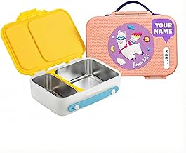 rabitat Munchbee Pro Personalized Stainless Steel Lunch Box 850ml, 2 Year Brand Warranty | Tiffin Box for School | Lunch Box for Kids Boys & Girls | BPA Free, Leakproof & Durable Design, Chatter