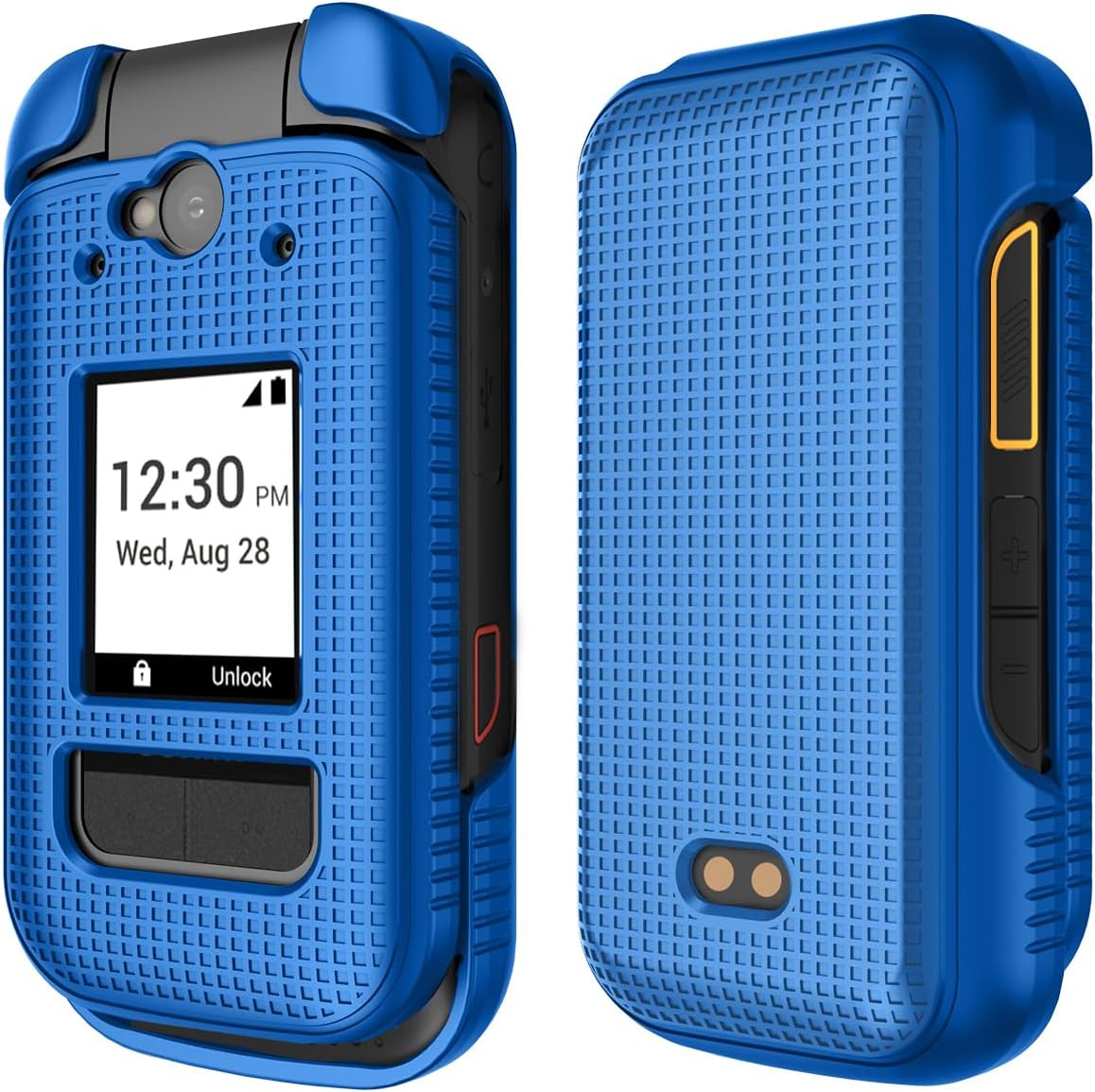 Nakedcellphone Grid Series for Sonim XP3plus 5G Flip Phone Case - Blue image 2