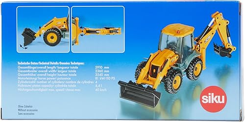 Miniatura 9 de Siku 3558, Retroexcavadora JCB 4CX, 150, MetalPlástico, Amarillo, Multifuncional, Se pueden combinar modelos de la misma escala