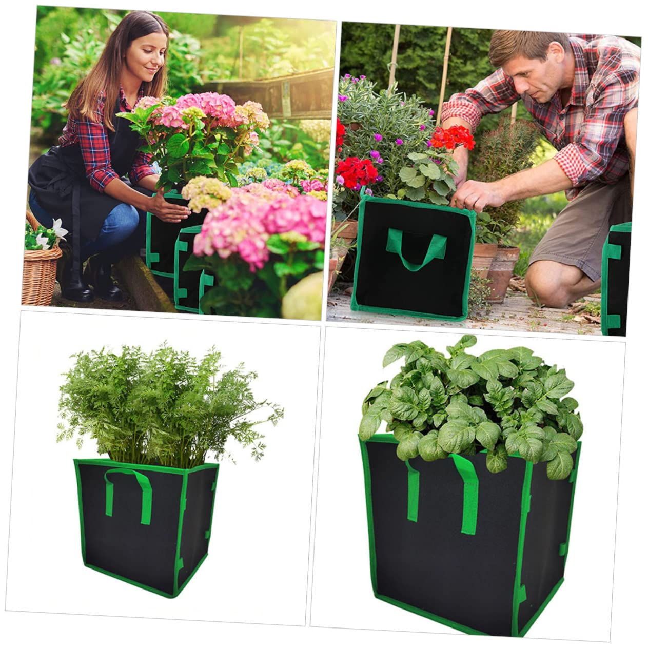 VANZACK 4pezzi Borse Per Traspiranti Sacchetti Per Coltivazione Per Giardinaggio Per Appartamenti e Spessore