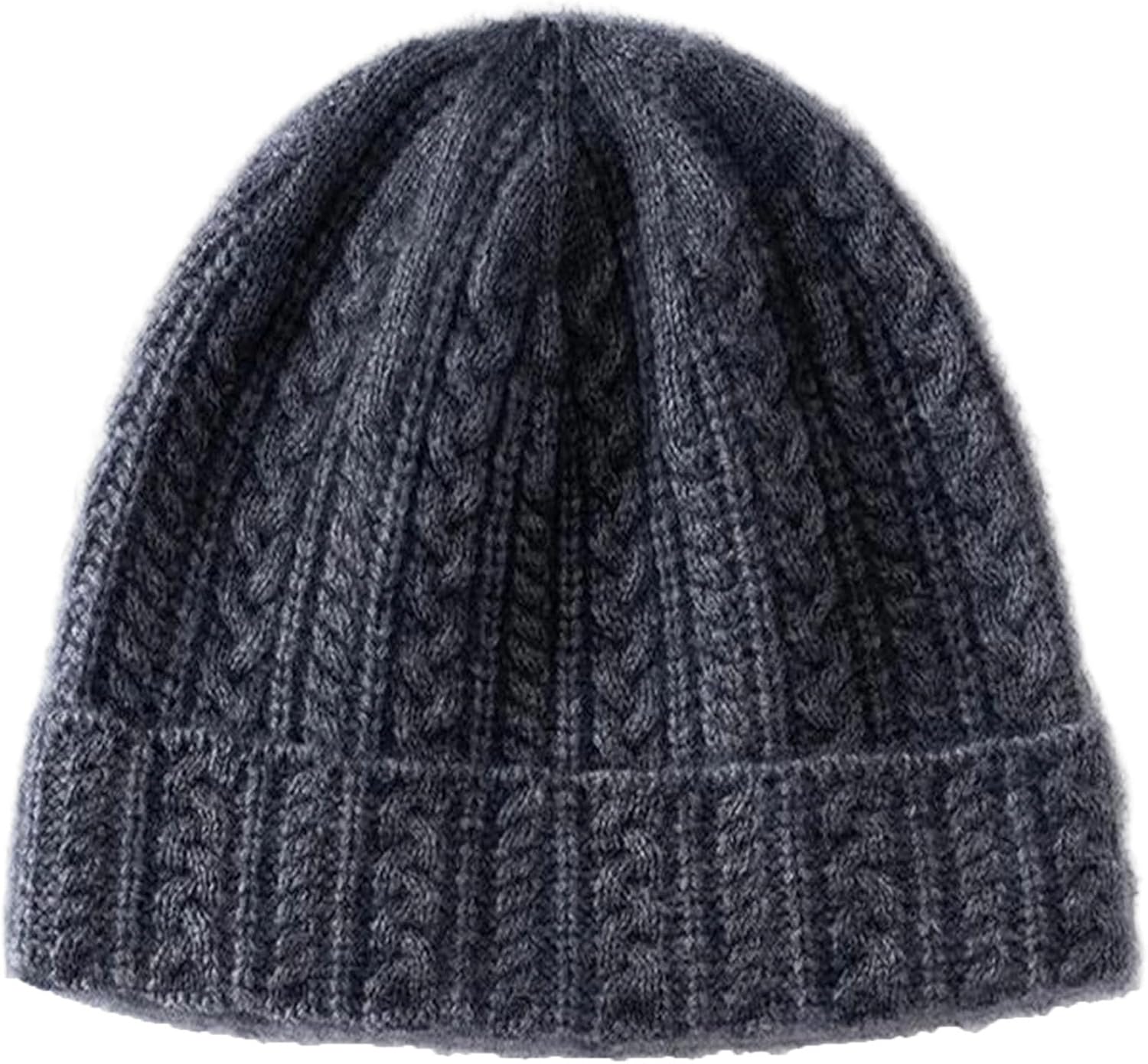 Women's Casual Chunky Cable Knit Beanie Hat with No Brim Thick Warm Fall Winter Cold Weather Slouchy Skull Cap