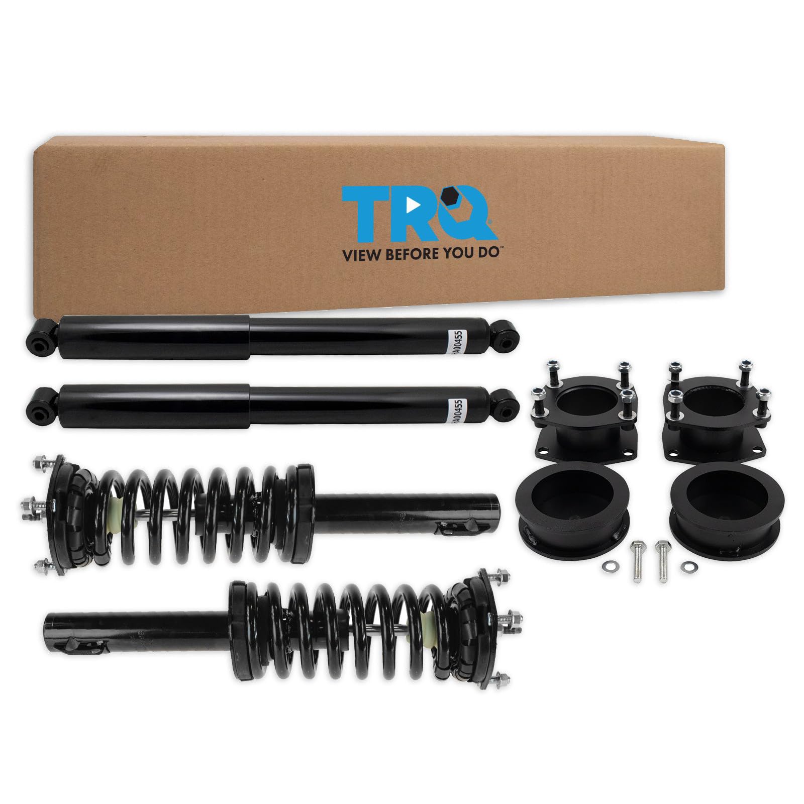 TRQ Front and Rear Complete Strut Assembly &amp; Shock Absorber Kit Leveling Kit Shock &amp; Spring Strut Assembly Compatible with 2006-2010 Jeep Commander 2005-2010 Grand Cherokee