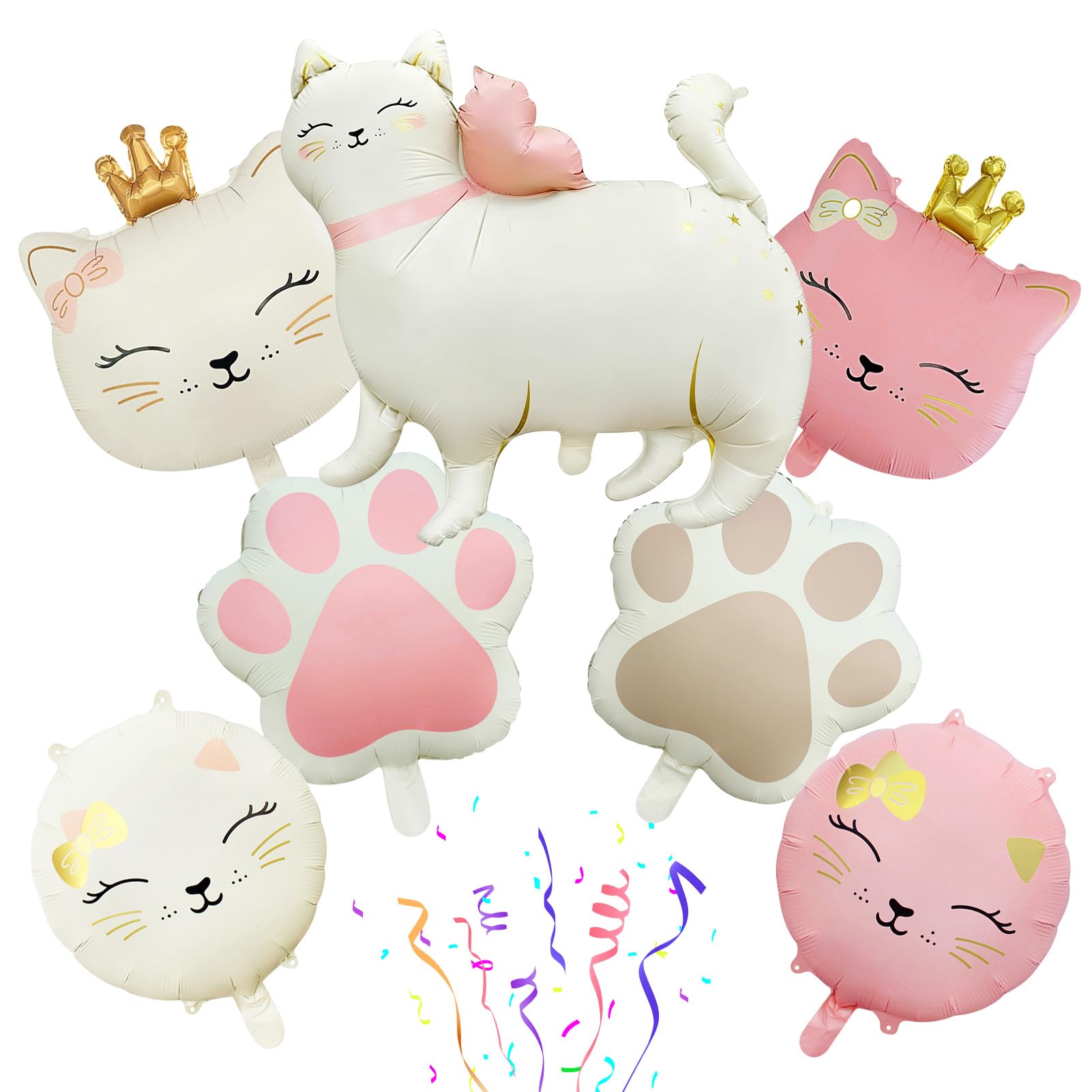 7 Stück Katzen Ballons Geburtstag Deko, Helium Luftballon Katz, Katzen Deko Luftballons, Folienballons katzen, Katze Kindergeburtstag Party deko, für Geburtstag, Babyshower, Hochzeit