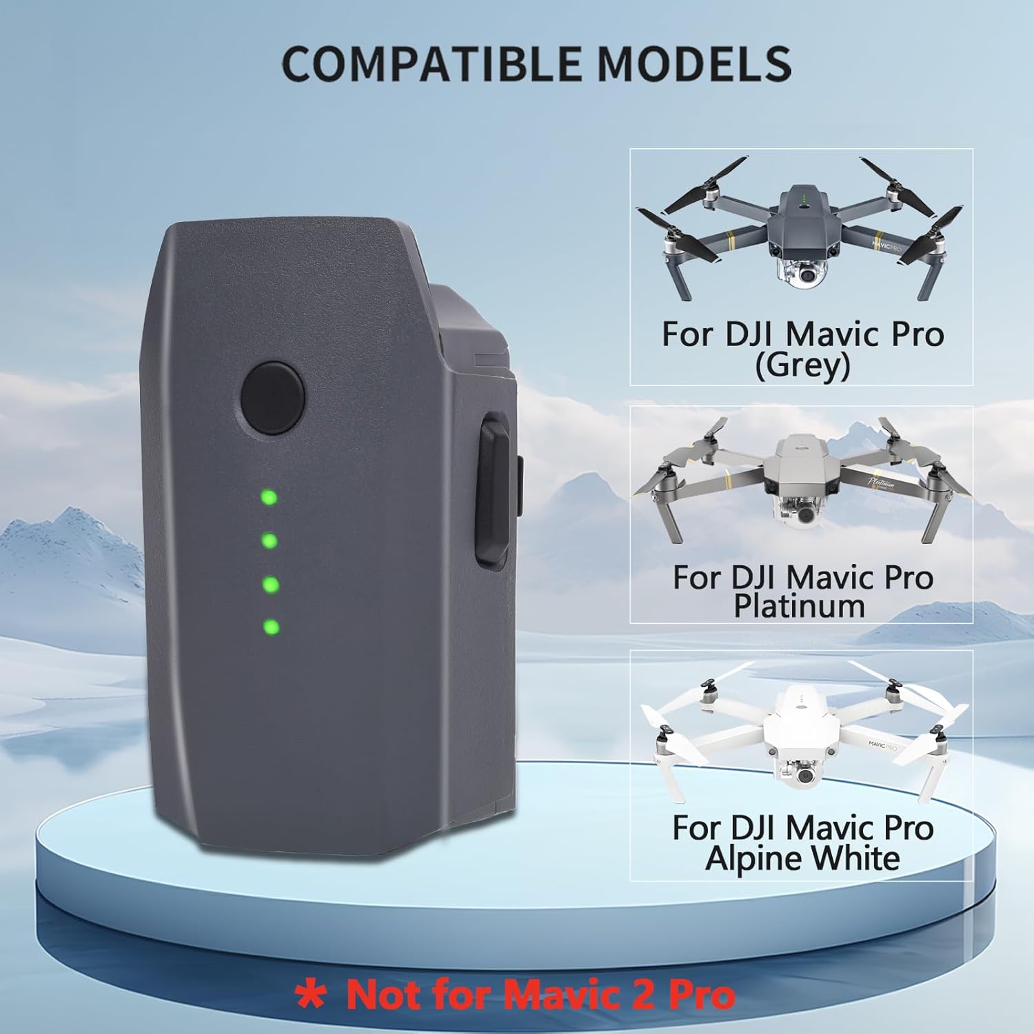 2 Pack Mavic Pro Battery for DJI, Intelligent Flight Batteries Replacement Compatible with DJI Mavic Pro, Mavic Pro Platinum, Mavic Pro Alpine White Drone Battery 3830mAh 11.4V