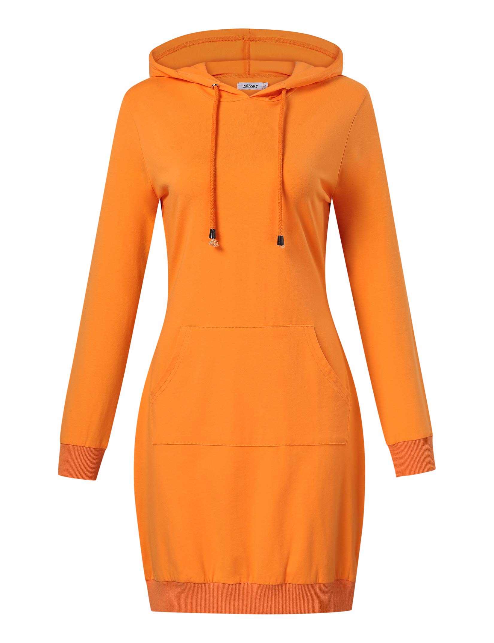 MISSKY Women's Pullover Hooded Kangaroo Pocket Sweatshirt Casual Hoodie Dress