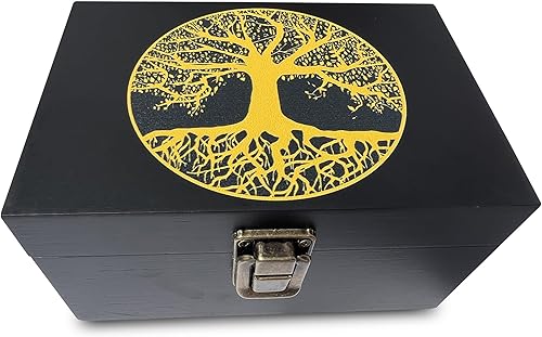 Miniatura 1 de Caja de recuerdos del árbol de la vida, caja de almacenamiento de madera negra, caja de madera decorativa para decoración del hogar, caja de memoria