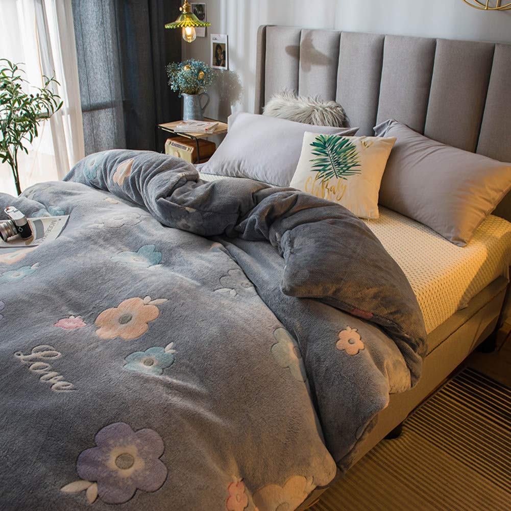 Funda nórdica de franela y vellón de coral para cama de 180x220cm con cremallera