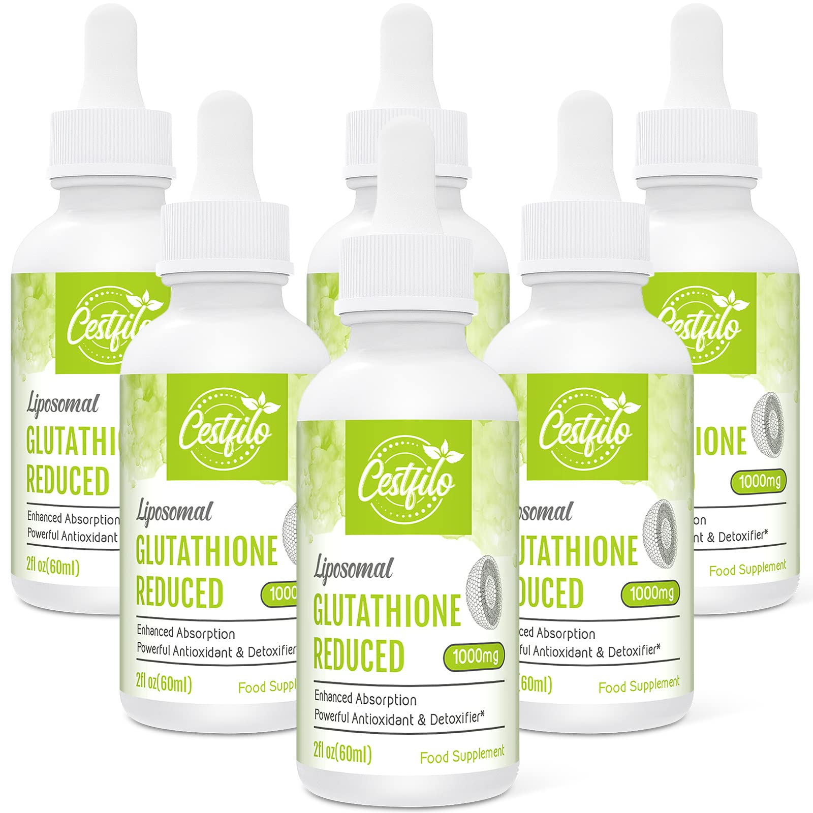 Liposomales Glutathion Liquid 1000 mg, höchste Absorption, aktive Form L-Glutathion (GSH) Liquid (60.00 ml (6er Pack))