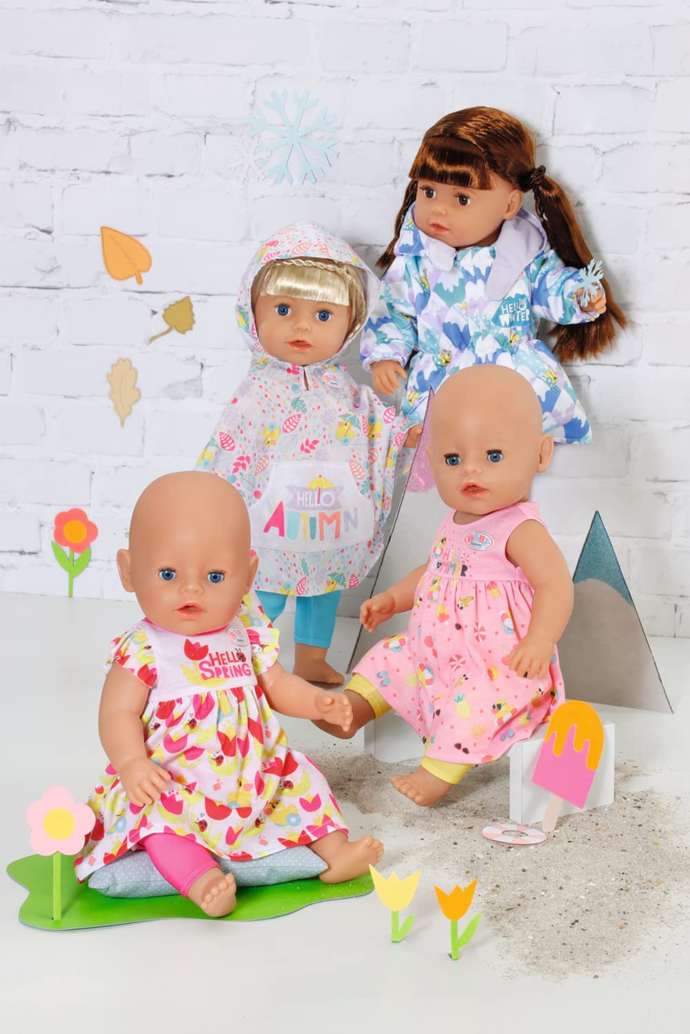 BABY born 829424 4 sezonowy strój zabawka zestaw zabawek dla lalek 43 cm - łatwy dla małych rączek, kreatywna zabawa promuje empatię i umiejętności społeczne, dla małych dzieci w wieku od 3 lat -