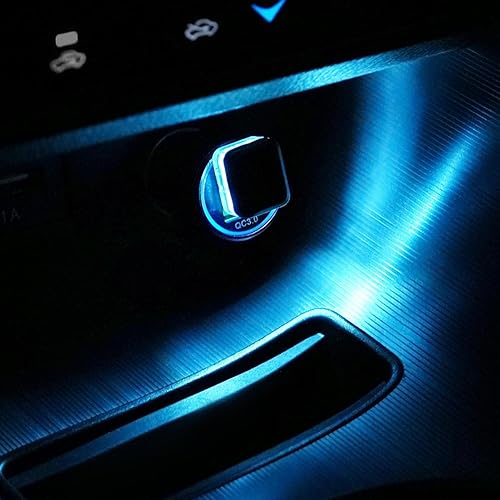 4 PCS USB LED Car Interior Atmosphere Light, Portable Mini Plug-in USB Decor Night Lamp, Automotive Interior Accessories Suitable for Most Cars (Ice Blue)
