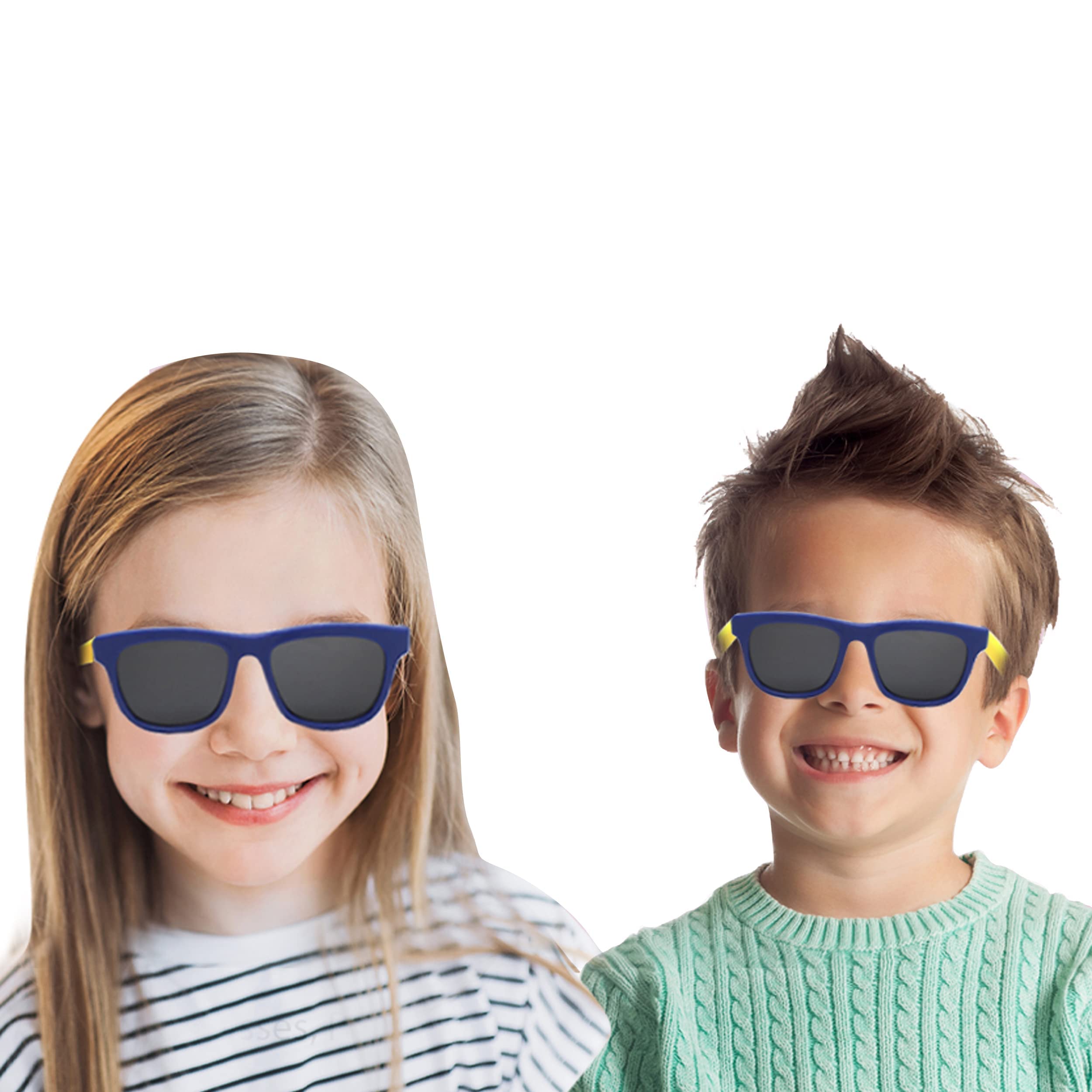 SPIKY Unisex Kids Rectangular Polarization Sunglasses With Protective Case Dark Blue & Yellow Frame Black Lens, Free Size - (Pack Of 1) - Image 5 thumbnail