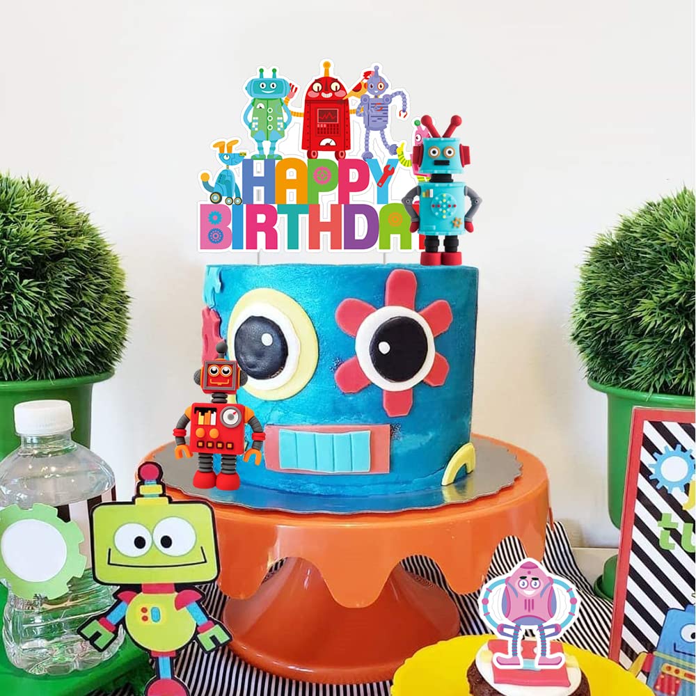 Roboter Kuchen-Deko Set - 11-teilig Mit Cupcake-Toppers | Für Kindergeburtstage & Roboterthemen-Partys | Bunt & Lustig