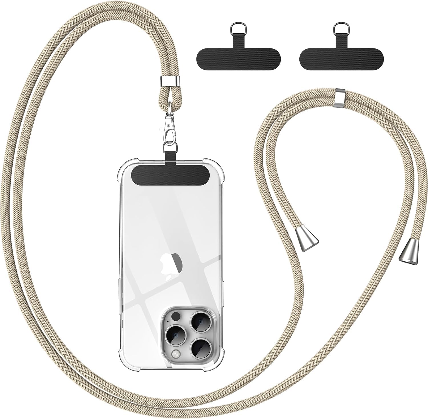 caslord Handyband Universal, Handy Lanyard mit 2 Stück Universelles Patch, Handyband mit Hülle kombinierbar, Einstellbar und Abnehmbar -Gold