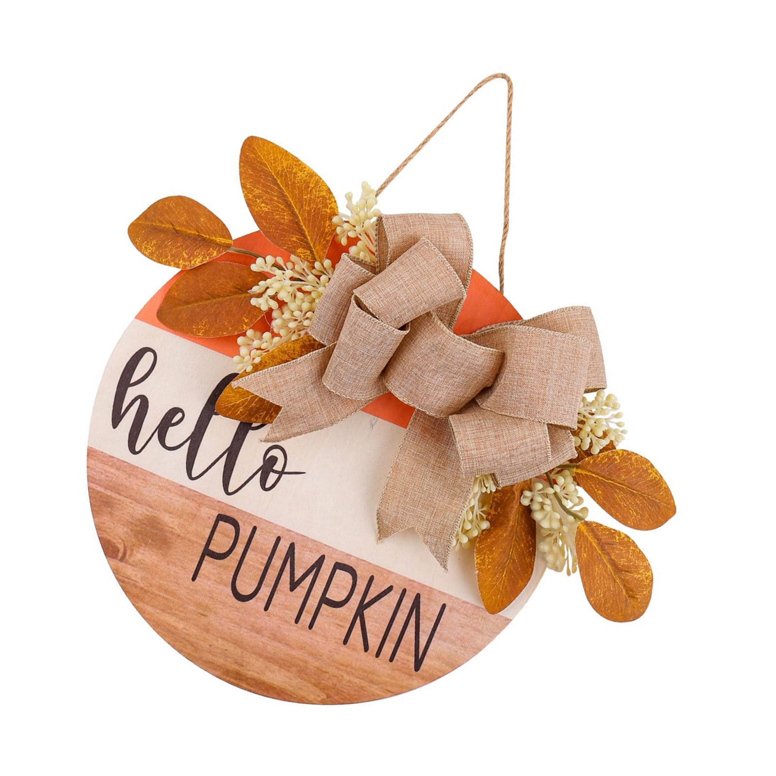 carotoe Wood Welcome Sign Practical Wood Welcome Sign for Fall Embellished with Bowknot and Berries Accent Home Embellishment