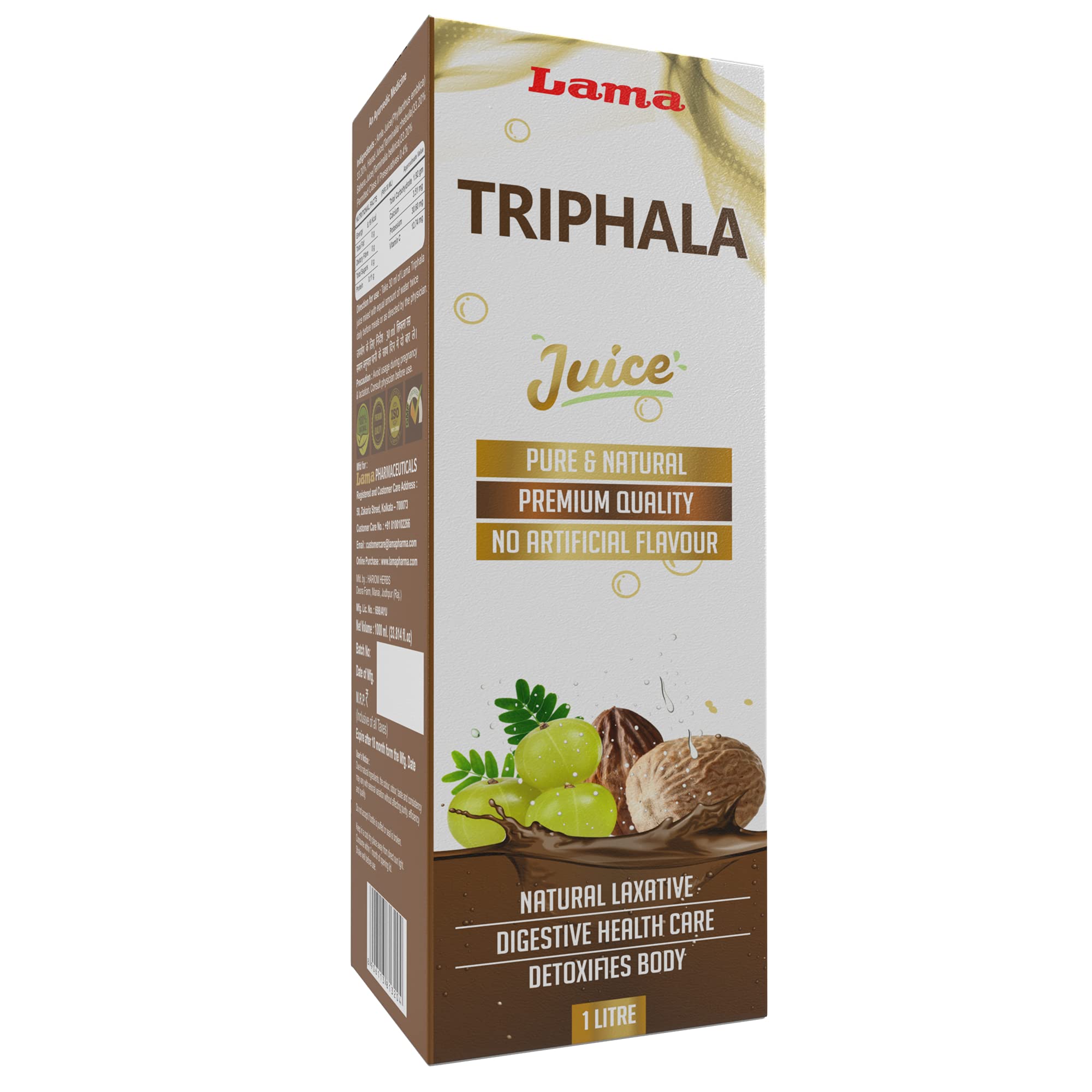 Lama Triphala Juice | Natural Laxative | Digestive Heath Care | Pure & Natural - 1 L