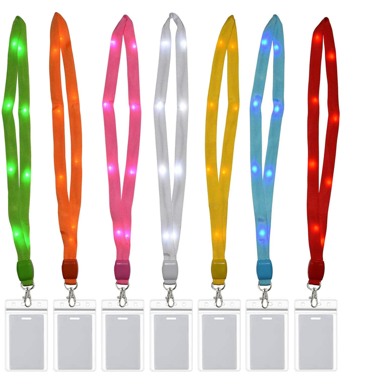 LED Light Up Cruise Lanyard Christmas Necklace Gifts Keychain ID Card Badge Key Holder for Women Men Students Office Worker [7 Pack, Colorful]