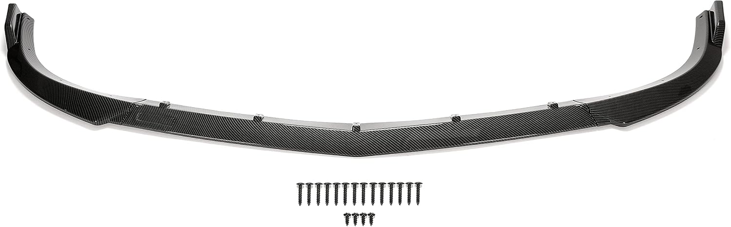 Kojem Front Bumper Lip Compatible with 2012-2014 Mercedes Benz W204 C Class C180 C200 C220 C250 C300 Sport Models Splitter Spoiler Trim Protection 3PCS Carbon Fiber Printing