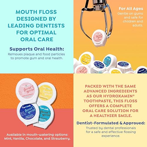 Miniatura 4 de SuperMouth Hilo dental sin flúor hilo dental expandible patentado que elimina un 40% más de placa, nano-hidroxiapatita, vitaminas D3 y K2, xilitol,