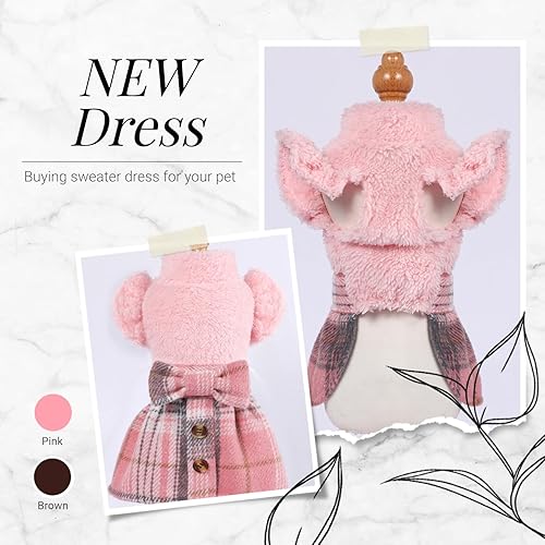 Miniatura 2 de Vestidos de perro para perros pequeños, ropa de invierno para cachorros, vestido cálido para mascotas para Chihuahua, Yorkie, clima frío, abrigo