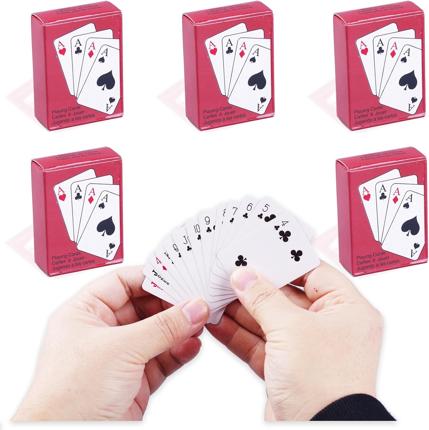 5 Decks Mini Playing Cards Party Favor, Miniature Poker Cards Traveling Decks Cards Festival Party Game Supply for Kids and Adults, 2 X 1.5 inch
